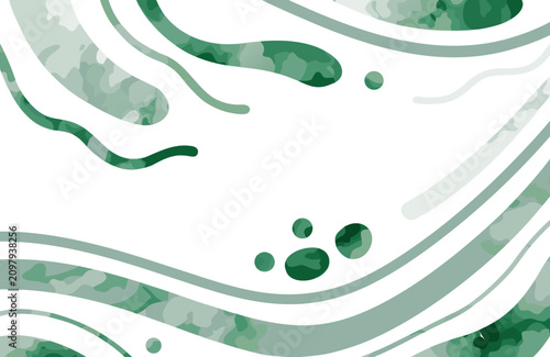 Green watercolor organic shapes abstract background with copy space for design and branding