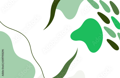 Organic green shapes abstract background with fluid organic forms and natural textures