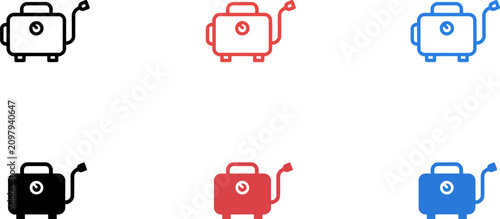 Fotografie Six colorful icons of portable gas canisters with handles and spouts
