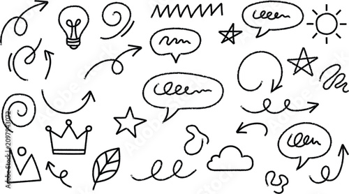 Hand drawn doodle set ideas concepts and creative elements