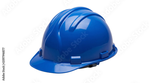 Blue construction hard hat transparent PNG isolated safety helmet cutout for industrial worksite design