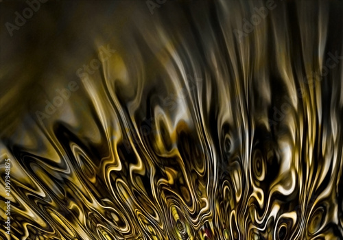 Waves of flowing gold futuristic abstract art in 3D
