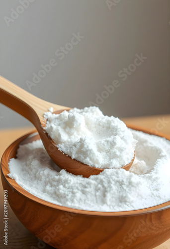 wooden spoon scooping bakin...