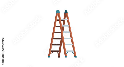 Tall wooden folding ladder for repair work