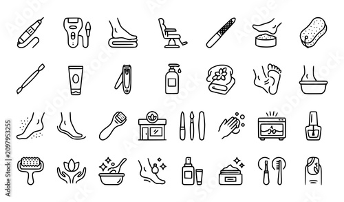 Fotografía Foot Spa and Pedicure Monochrome Vector Icon Pack