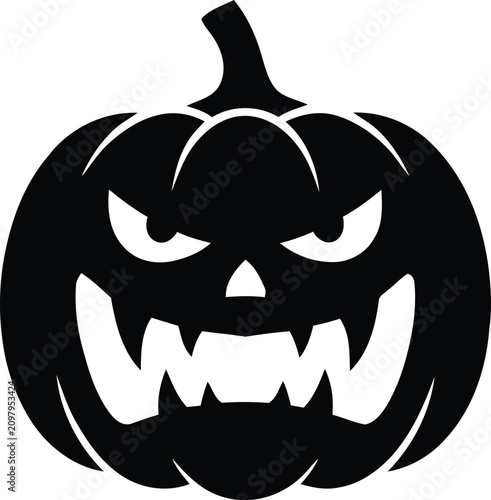 Foto Spooky halloween jack o' lantern silhouette a dark and menacing pumpkin face for
