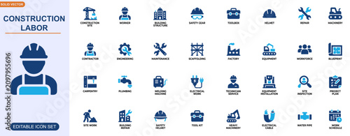 Fotografía Construction labor icon set