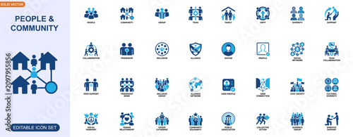 Cuadro en lienzo People and community icon set