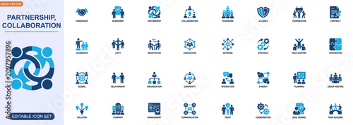 Konstfotografi Partnership and collaboration icon set for corporate alliance and business teamwork