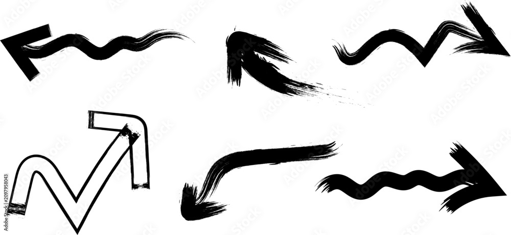 Fototapeta premium Grunge textured arrows and pointer marks set