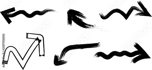 Grunge textured arrows and pointer marks set