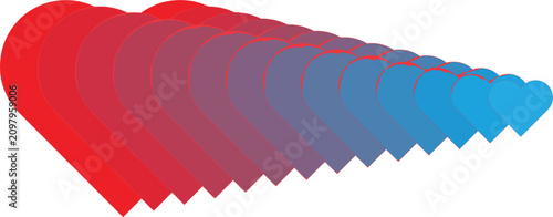 фотографія A sequence of overlapping heart shapes arranged in a perspective line, transitio