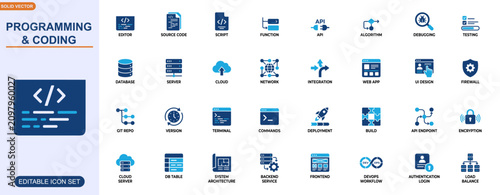 Obraz na plátně Programming and coding icon set