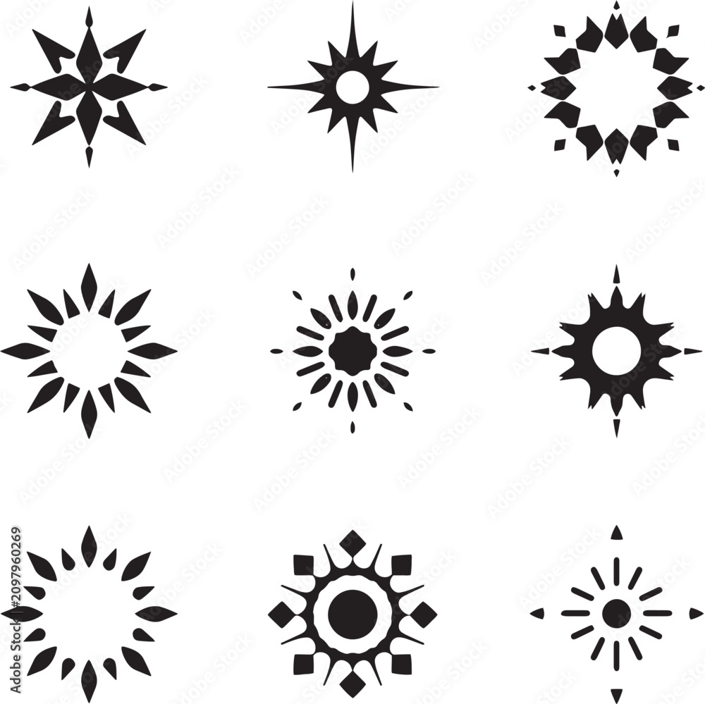 Obraz premium Abstract starburst sunburst sparkle firework icon set