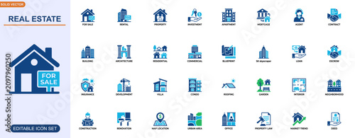 Photos Real estate icons set for property market and housing services