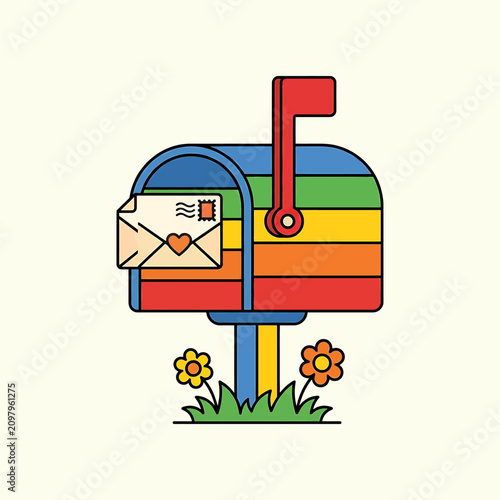 Colorful Mailbox with Rainbow Colors.