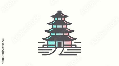 Photos Colorful Asian Temple Pagoda Architecture.