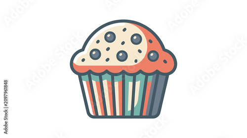 Fotografija Colorful cartoon cupcake with sprinkles 1.