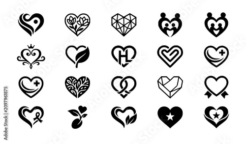 Photos heart, logo, love, romance, symbol, emblem, branding, wellness, beauty, fashion,