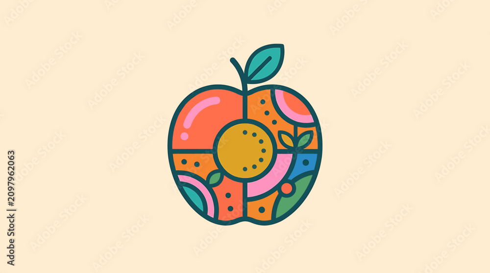 Foto Colorful abstract apple illustration design.