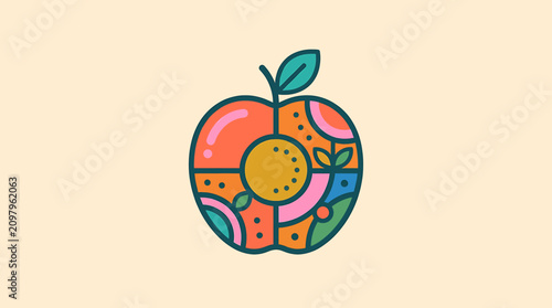 Tableau sur toile Colorful abstract apple illustration design.
