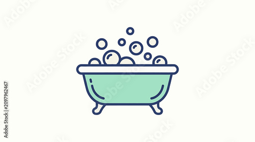 Photos Bubbles rising in green bathtub.