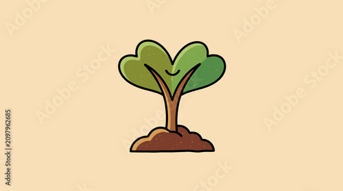Foto Small tree growing in brown soil.