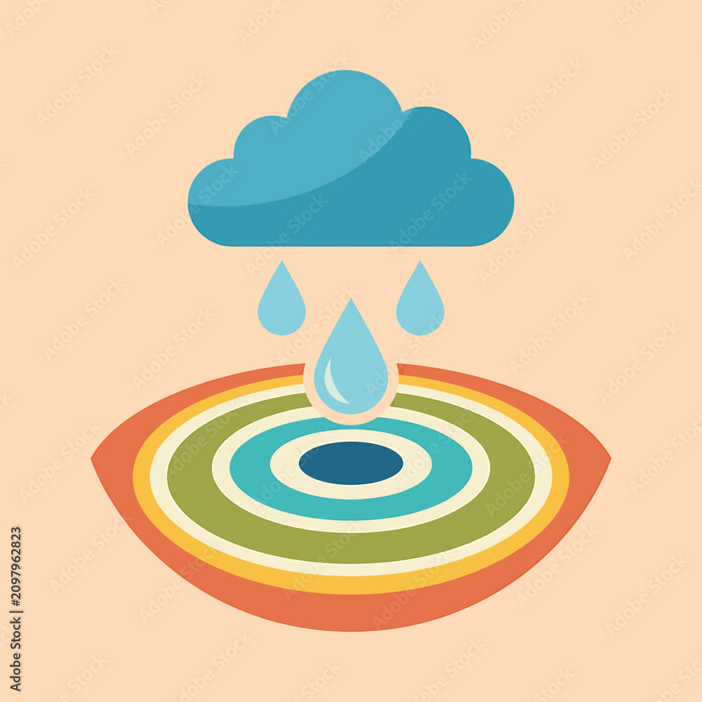 Obraz premium Rainbow colored water drop from cloud.