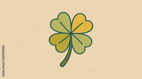 Quadro su tela Four Leaf Clover Lucky Green Plant.
