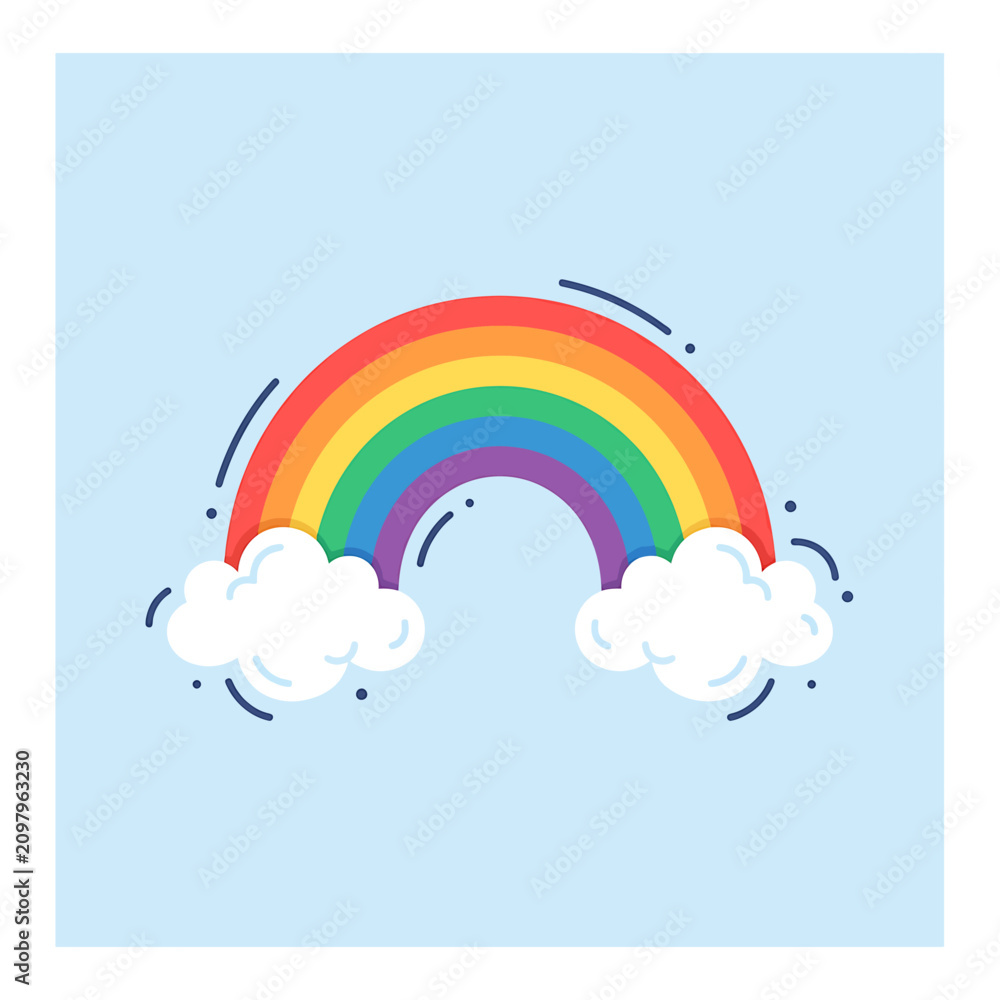 Obraz premium Colorful Rainbow with White Clouds.