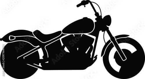 Schilderij op canvas Vintage motorcycle silhouette classic chopper design in black and white
