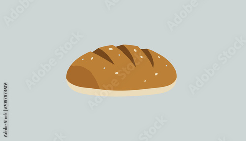 Loaf of brown rye bread isolated on grey background