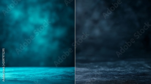 Abstract dark blue and turquoise textured studio backdrop background set