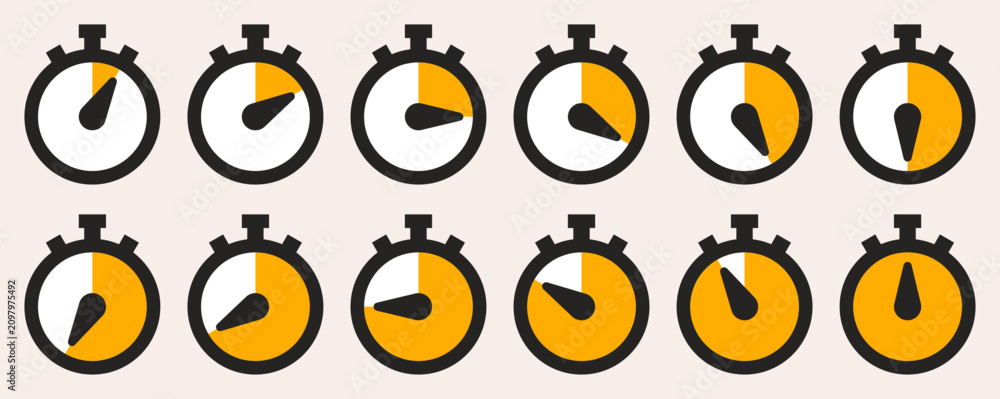 Fotografie Stopwatch timer countdown progress dial icons