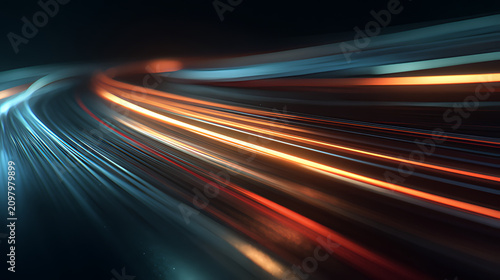 Futuristic glowing speed lines and light streaks for motion effects and creative editing