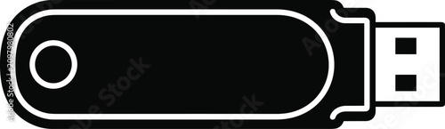 Fotografie Black USB flash drive icon with white outline storage