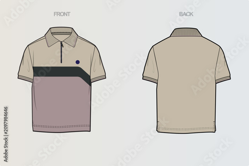 Polo Tshirt Flat Drawing variations cut & sew and full sleeve