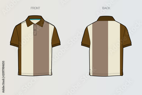 Polo Tshirt Flat Drawing variations cut & sew and full sleeve