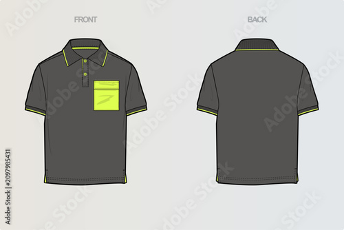Polo Tshirt Flat Drawing variations cut & sew and full sleeve