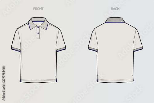 Polo Tshirt Flat Drawing variations cut & sew and full sleeve