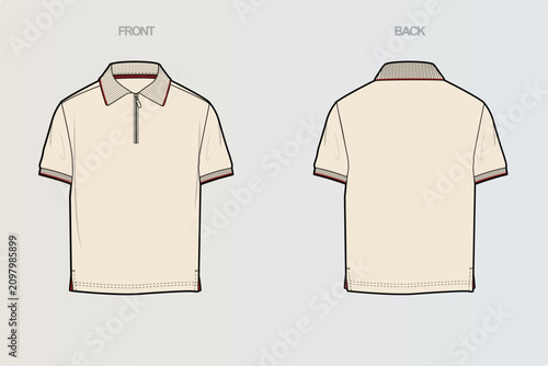 Polo Tshirt Flat Drawing variations cut & sew and full sleeve