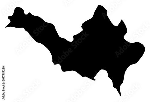 Quadro su tela A contour map of Lai Châu. Vietnamese province silhouette