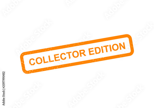 Fotografie Orange collector edition stamp style badge with text illustration