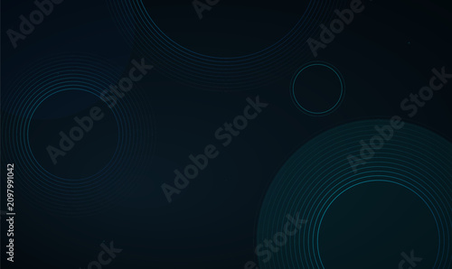 Dark blue abstract background with concentric circular lines for technology website banner.