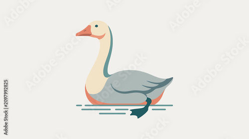 Tableau sur toile Goose swimming in the water calmly.
