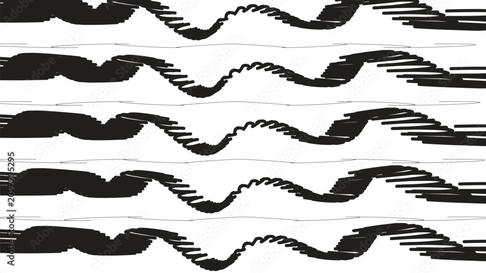 Fototapeta premium Abstract Black Ink Scribble Wave Pattern Stock Illustration