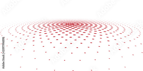 Foto Red Halftone Dot Perspective Pattern Background