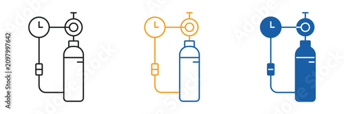 Compressed Gas Cylinder Regulator Gauge Icon Set Outline Glyph