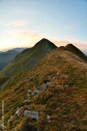 View of Mount Cusna on the ridge of the Tuscan Emilian Apennine Park, Reggio Emilia, Italy                 