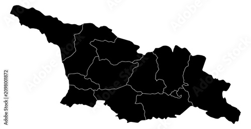 Canvas Print A contour map of Georgia with region borders